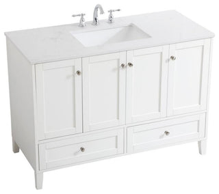 Elegant Decor Sommerville 48" Single Quartz Top Bathroom Vanity in White
