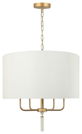 Secret Agent 4-Lt Pendant - Painted Gold/White Leather