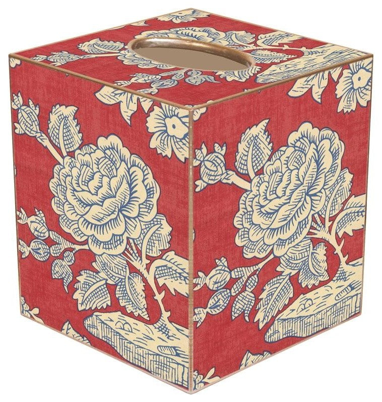 TB565 - Red & Blue Provencial Print Tissue Box Cover