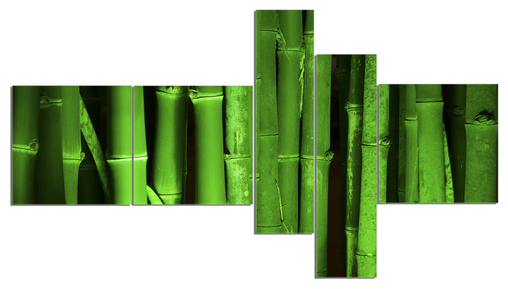 Green Bamboo Forest, Floral Canvas Art Print, 60"x32", 5 panels