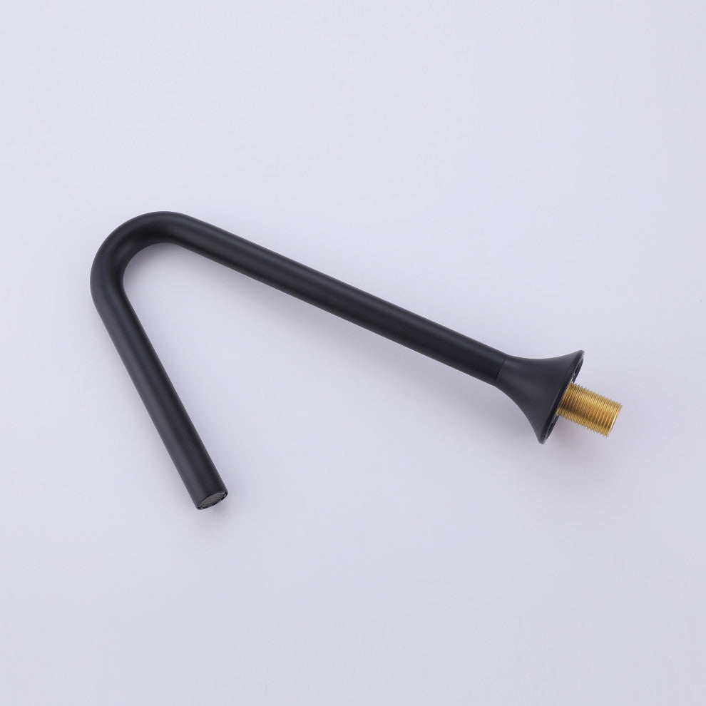 Deck Mounted Dual Cross Handles Bathroom Sink Faucet, Matte Black