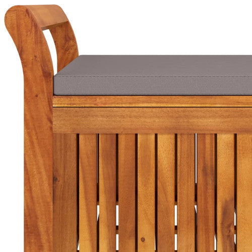 vidaXL Outdoor Storage Bench Patio Deck Box with Cushion Solid Wood Acacia