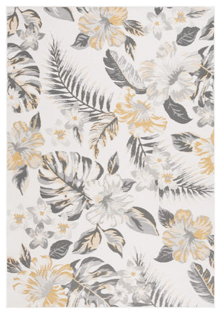 Safavieh Sunrise Collection SUN671 Indoor-Outdoor Rug, Ivory/Grey Gold, 4'x5'7"