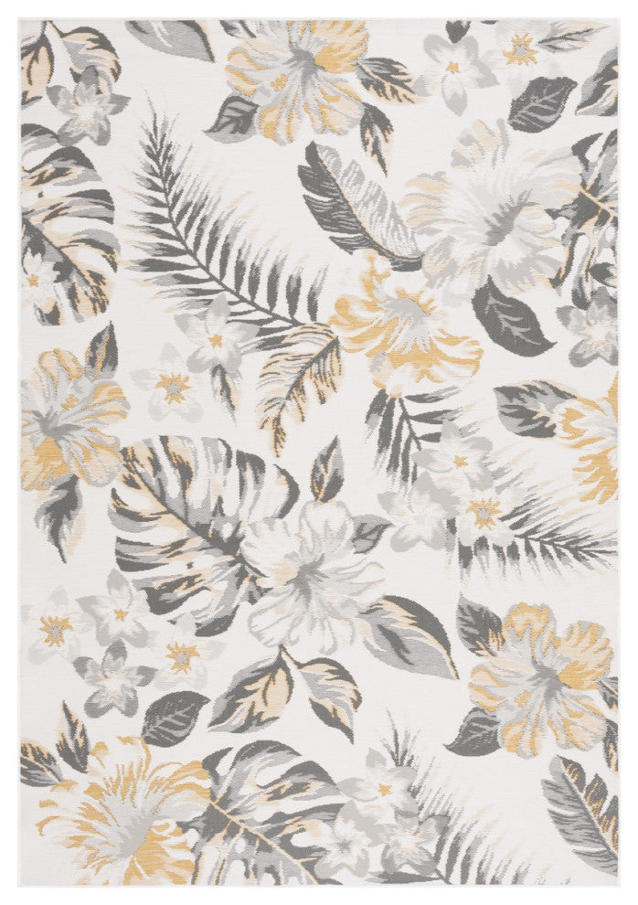 Safavieh Sunrise Collection SUN671 Indoor-Outdoor Rug, Ivory/Grey Gold, 4'x5'7"
