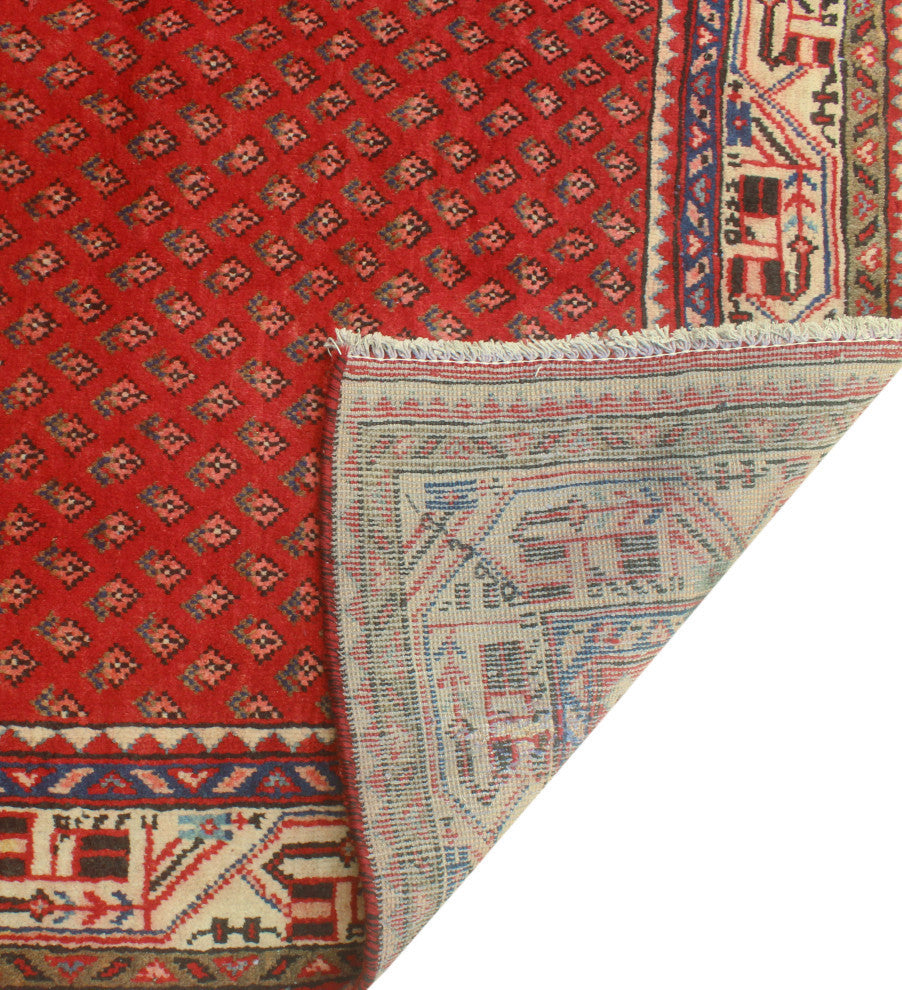 Fine Vintage Distressed Zyaire Red/Beige Rug, 4'4x7'0
