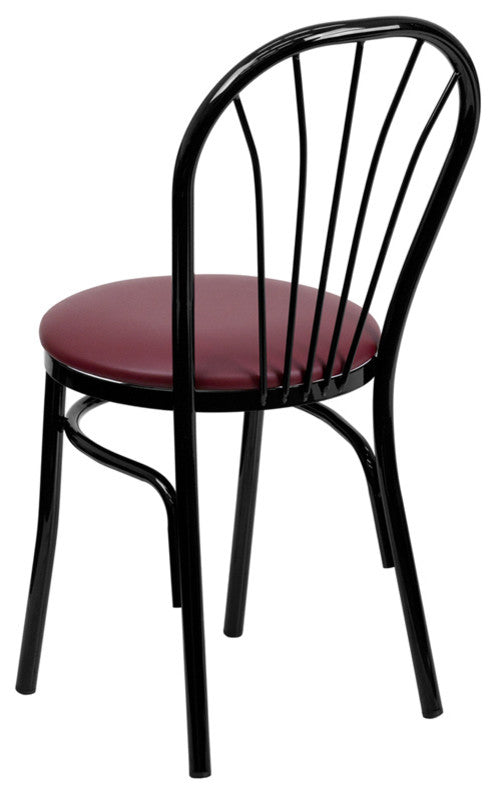 Dyersburg Metal Chair Fan Back, Burgundy Vinyl Seat