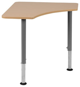 Triangular Natural Collaborative Student Desk, Adjustable 22.3"-34"