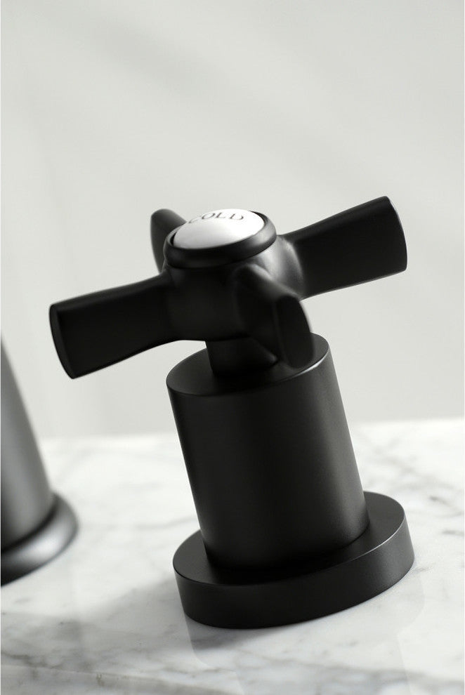 Kingston Brass Widespread Bathroom Faucet With Brass Pop-Up, Matte Black