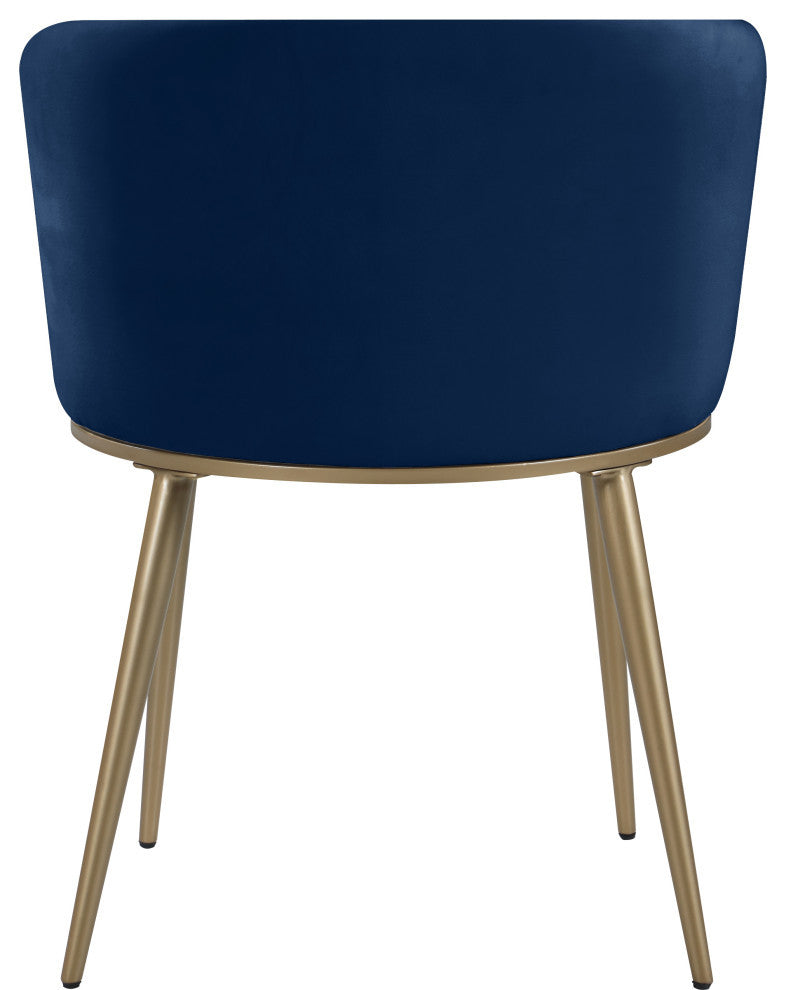 Skylar Dining Chair, Set of 2, Navy Velvet, Brushed Gold Iron Legs