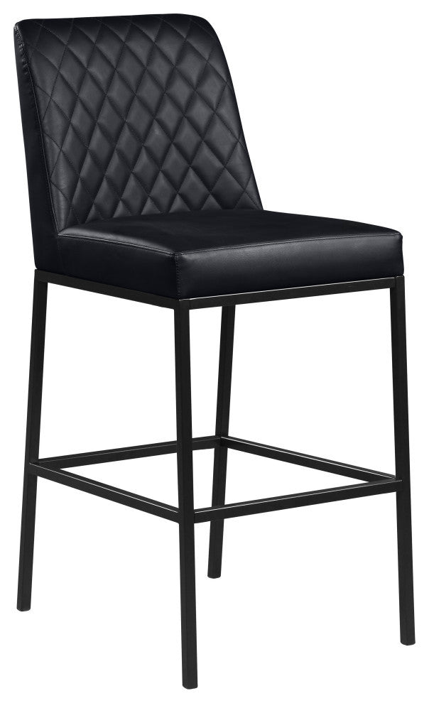 Bryce Faux Leather Upholstered Bar Stool, Set of 2, Black