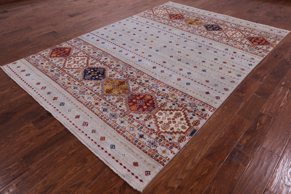 Khorjin Super Kazak Hand Knotted Wool Rug 6' 6" X 9' 7" Q5428
