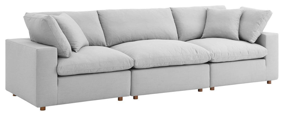 Commix Down Filled Overstuffed 3-Piece Sectional Sofa Set, Light Gray