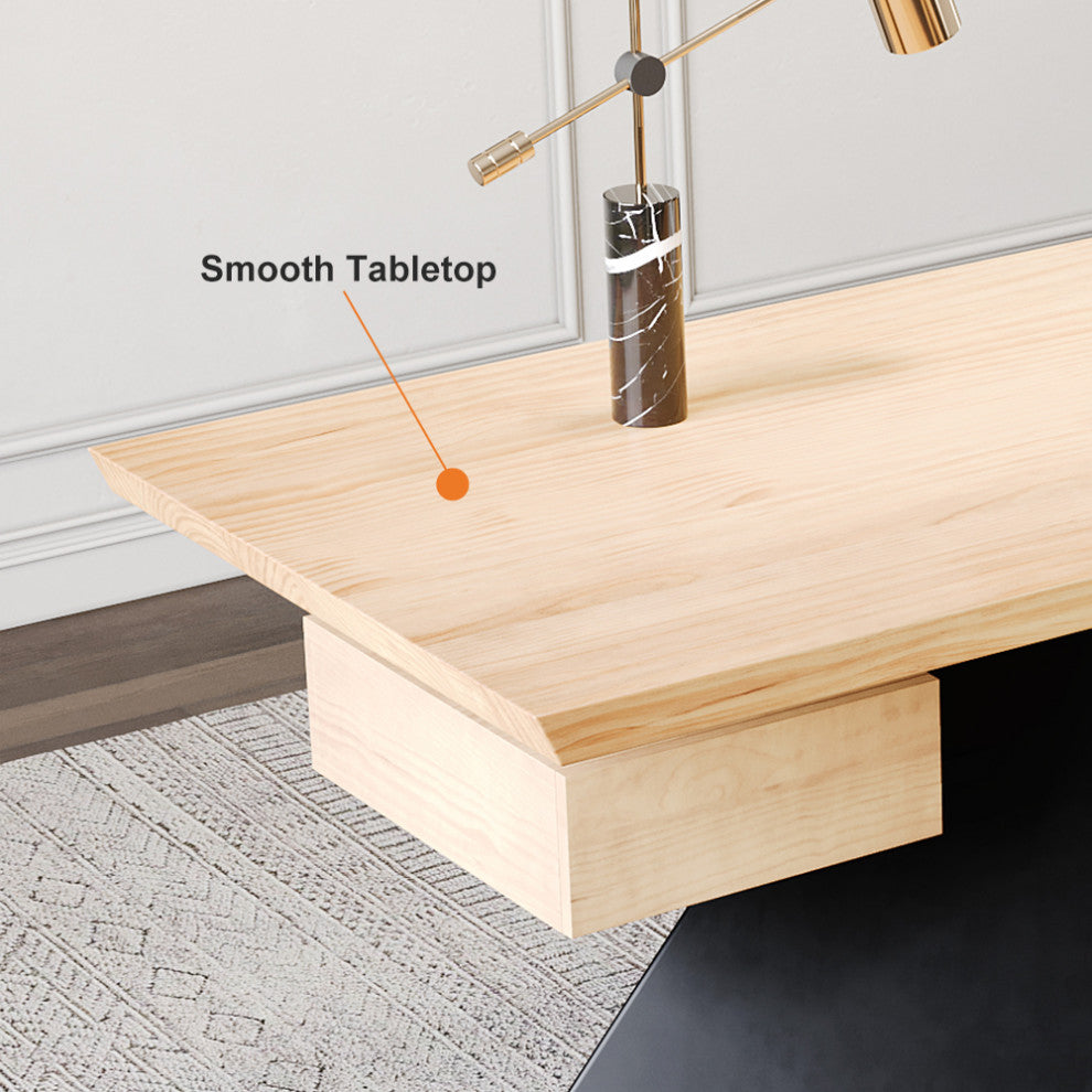 63" Rustic Industrial Natural Wooden Writing Desk for Office with Drawer