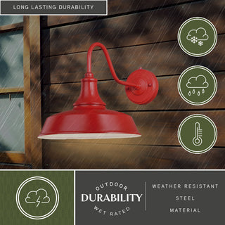 Dorado 1 Light Barn Outdoor Wall Lantern, Red/White, 12"x11.5"x18"