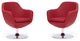 Caisson Faux Leather Swivel Accent Chair in Red and Polished Chrome (Set of 2)