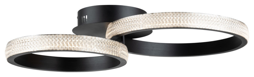 Nova - LED Flush Mount - Matte Black - 2-Light - 30W