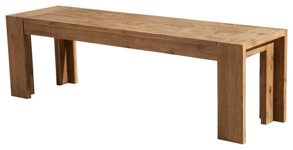 Benzara BM186134 Solid Acacia Wood Bench with Bracket Legs, Brown