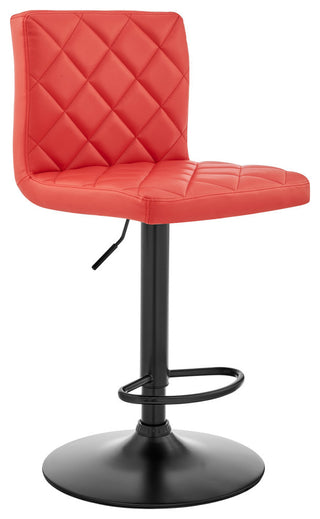 Duval Adjustable Faux Leather Swivel Bar Stool, Red