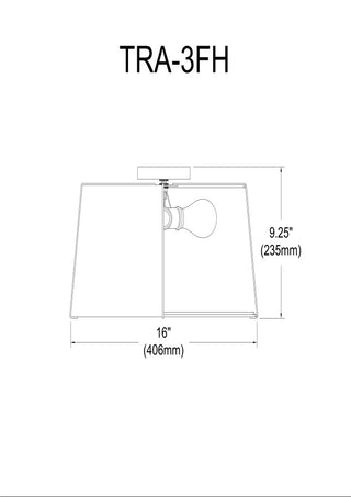 Flush Mount Trapezoid LED Ceiling Light, Black Frame/Cream Shade, 3-Light