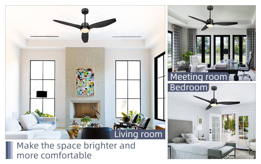 52'' 3 - Blade LED Propeller Ceiling Fan with Remote Control and Light Kit, Matt