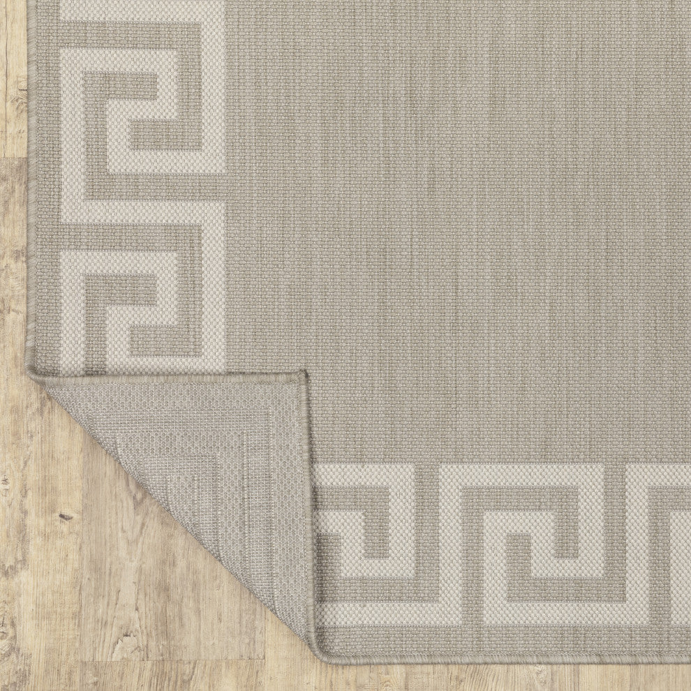 Parlan Aztec Border Indoor-Outdoor Area Rug, Gray, 5'3"x7'3"