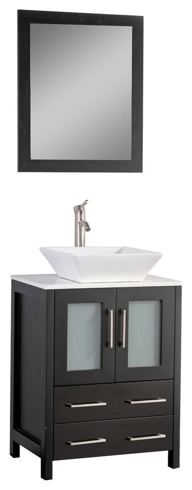 Vanity Art Bathroom Vanity Set With Sink, Espresso, 24", Led Sensor-Switch Mirror