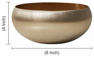 Gold-Brushed Textured Aluminum Decorative Bowl, 4"x8"