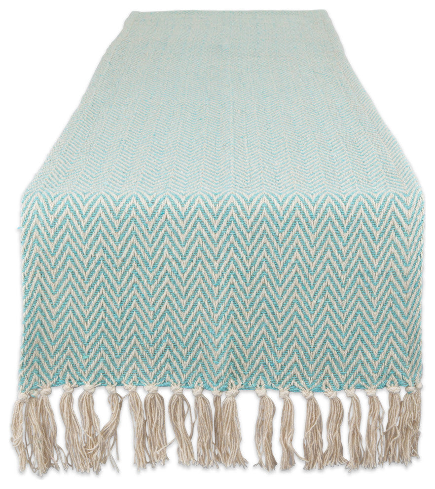 Aqua Handloom Chevron Table Runner 15x108