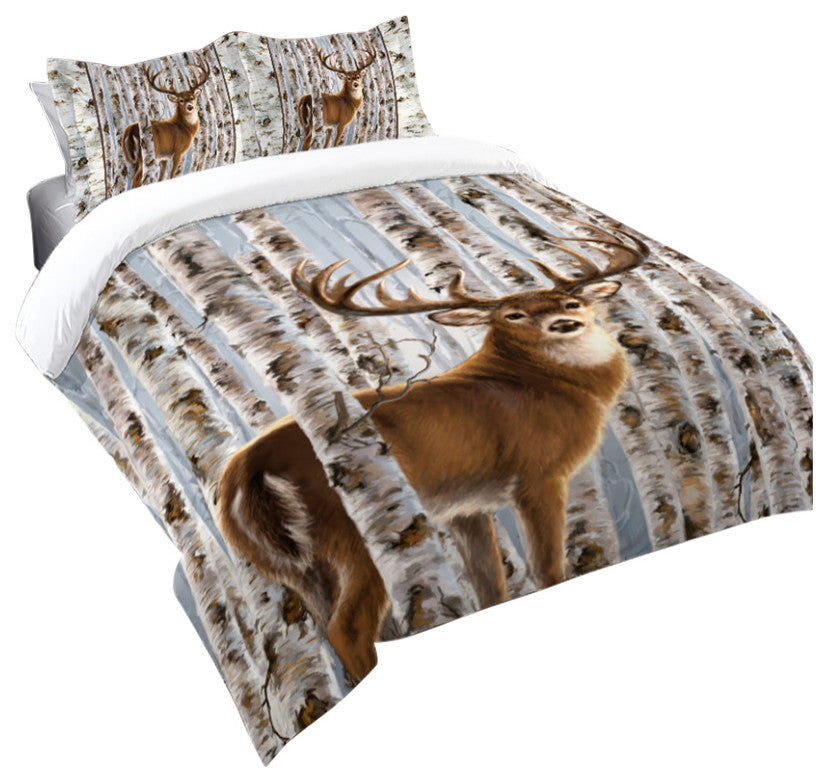 Buck in Birches King Comforter