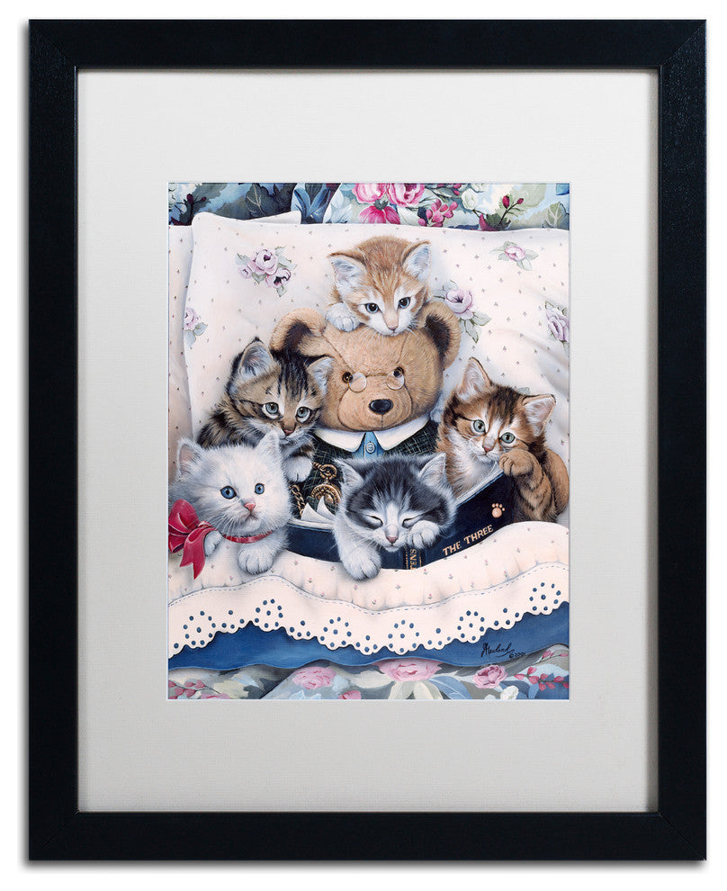 Jenny Newland 'Kittens And Teddy Bear' Matted Framed Art, 20x16