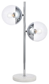 Eclipse 2 Light Table Lamp, Chrome With Clear Glass