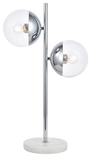 Eclipse 2 Light Table Lamp, Chrome With Clear Glass