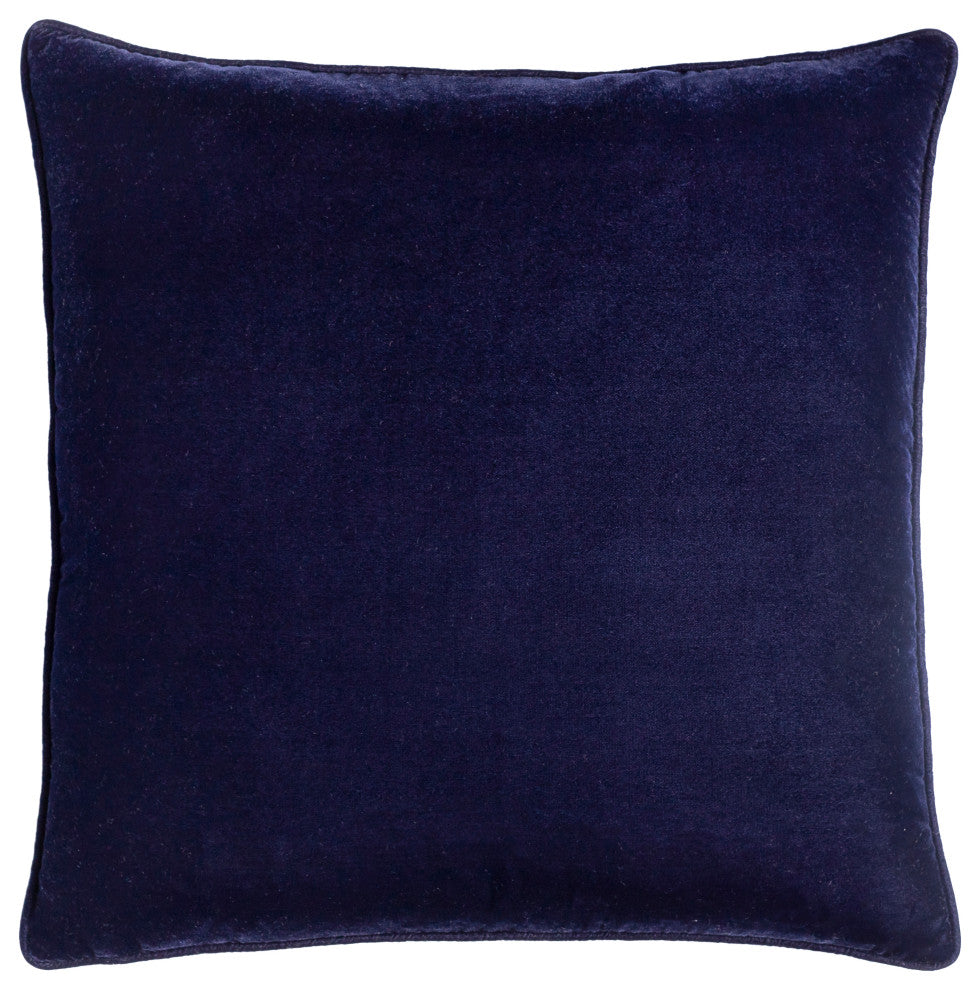 Surya Velvet Glam Navy Pillow Shell With Polyester Insert 18"H X 18"W