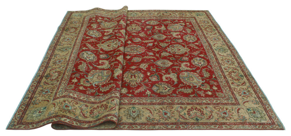 Fine Vintage Distressed Gary Red/Beige Rug, 9'7 x 12'4