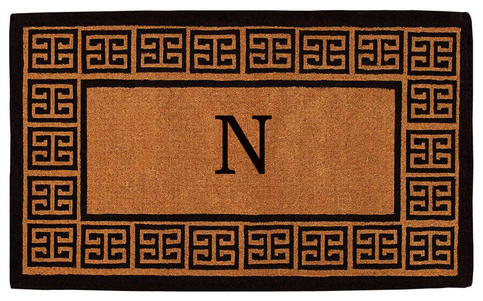 The Grecian Monogram Doormat, Extra-Thick 18"x30", Letter N