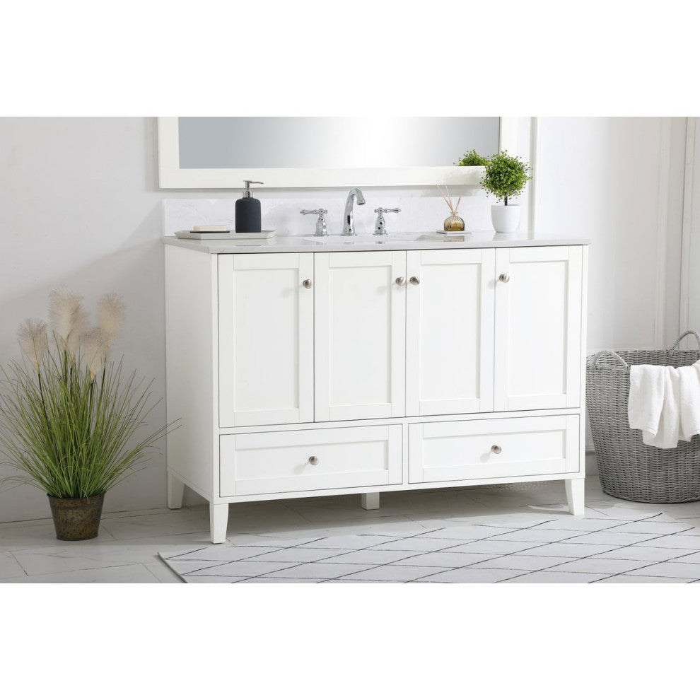 Elegant VF18048WH-BS 48"Single Bathroom Vanity, White With Backsplash