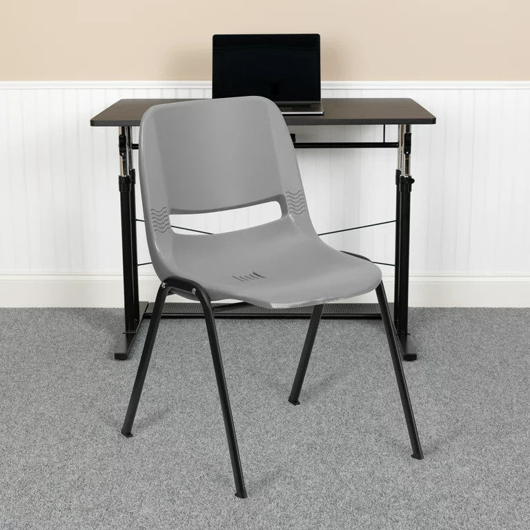 5 Pack Multipurpose Chair, Stackable Design With Plastic Seat & Back, Gray