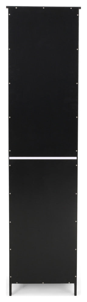 Lauren Modern Free Standing Bathroom Linen Tower Storage Cabinet, Black