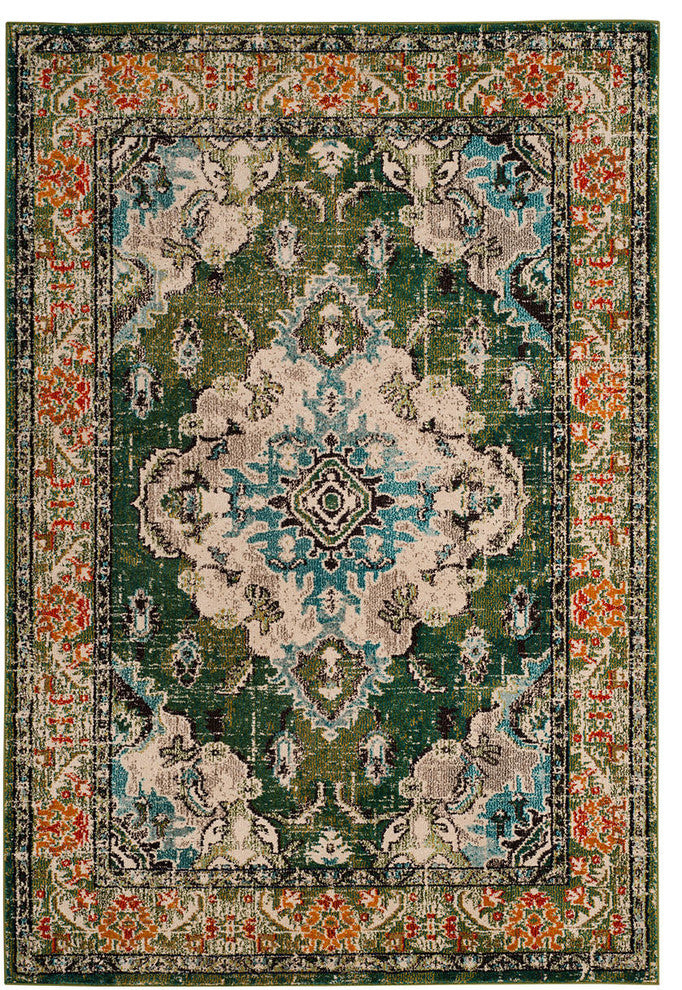 Safavieh Monaco Collection MNC243 Rug, Forest Green/Light Blue, 5'1