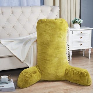 Fox Faux Fur Bedrest, Needs Assembly, Lemon Curry, 28"x30"x17"