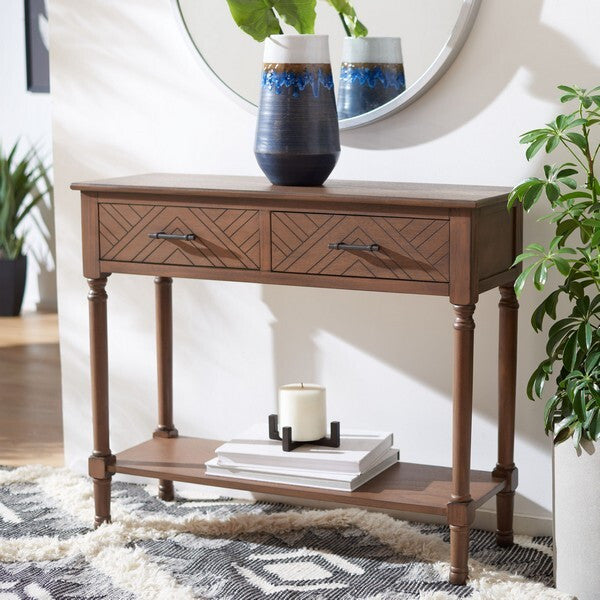 Safavieh Peyton 2 Drawer Console Table, Brown