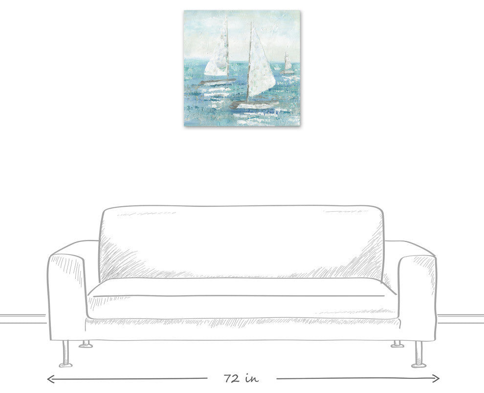 Choppy Sailboats 24x24 Canvas Wall Art