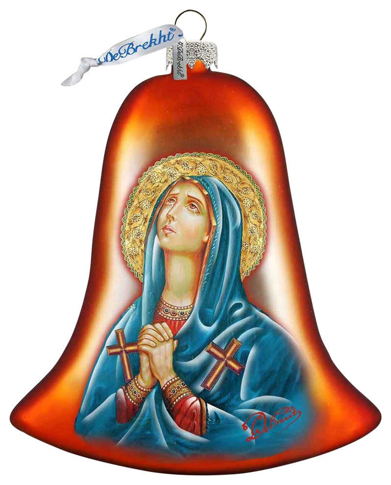 Hand Painted Mary Magdalena Bell Glass Scenic Ornament