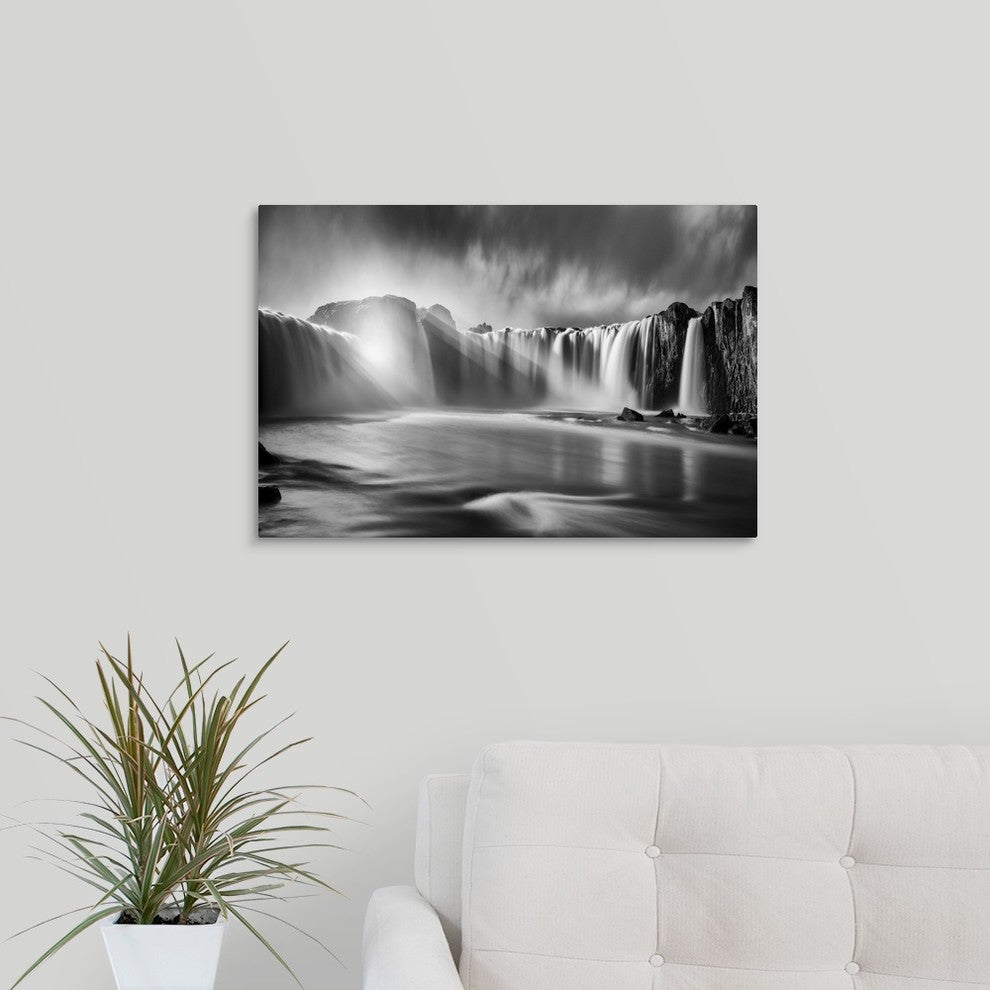 "Godafoss Rays" Wrapped Canvas Art Print, 24"x16"x1.5"