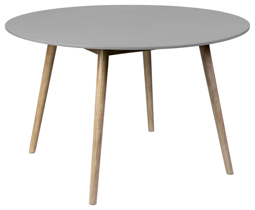 Sydney Outdoor Patio Round Dining Table, Light Eucalyptus and Gray Stone