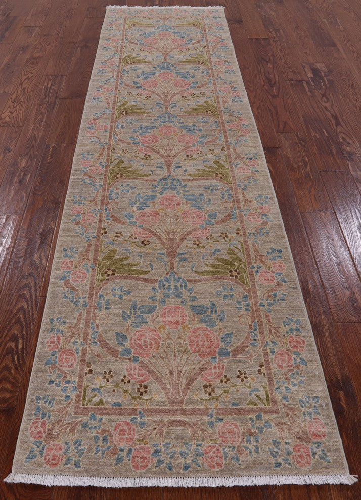 2' 8" X 9' 10" William Morris Hand Knotted Runner Rug Q4581