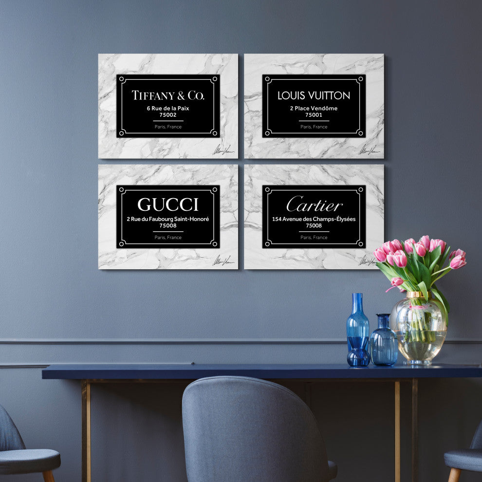 "Prestige Brand"Frameless Reverse Printed Tempered Glass Wall Art Set of 4