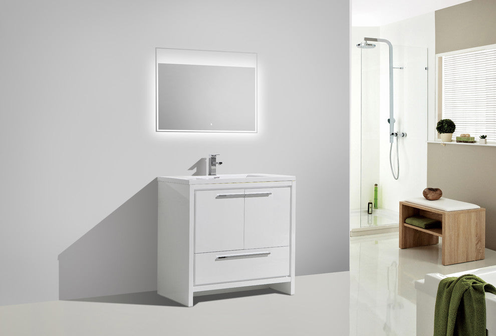 Alma-Allier Freestanding Vanity With Integrated Sink, White, 36"