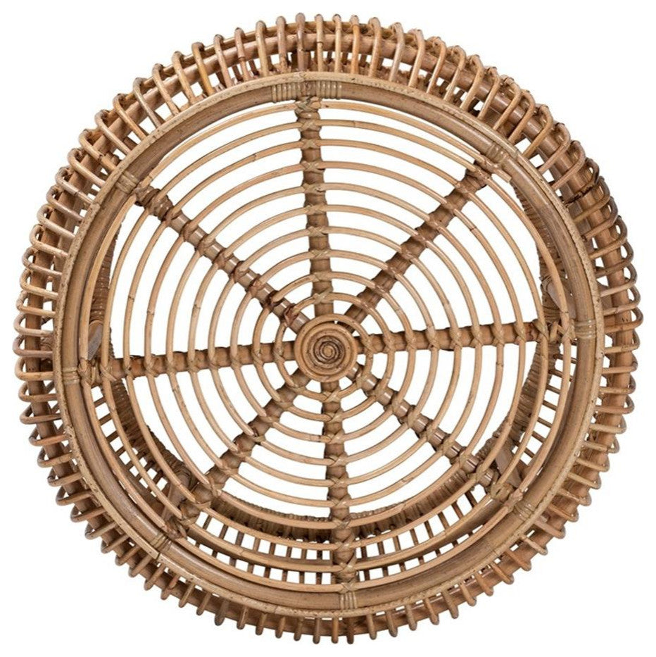 Aliane Modern Bohemian Natural Brown Antique Rattan Coffee Table