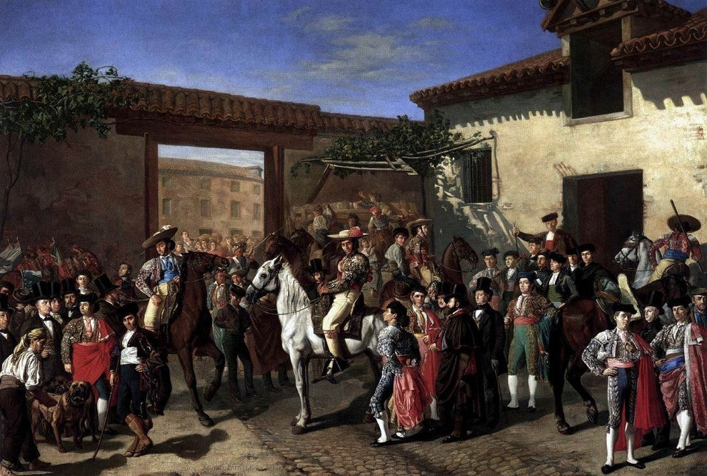 Manuel Castellano Horses in a Courtyard by the Bullring Wall Decal